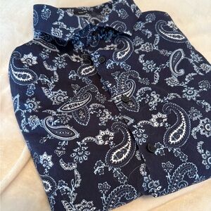 Express Men’s Large Navy Paisley Button-Up Dress Shirt